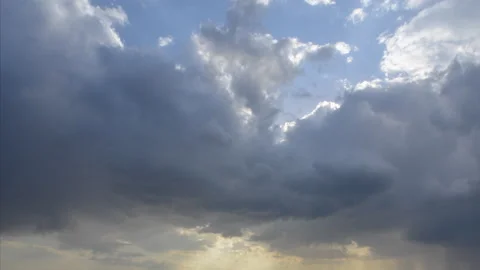 Rain Clouds In The Blue Sky At Sunset, Time Lapse Stock Footage 150444732