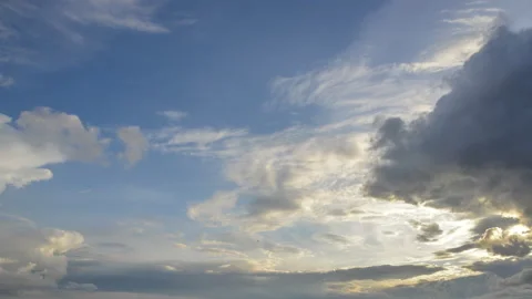 Rain Clouds In The Blue Sky At Sunset, Time Lapse Stock Footage 150445093