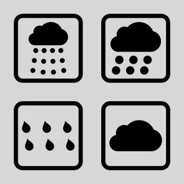 Rain Clouds Flat Squared Vector Icon Stockillustratie