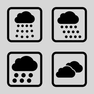 Rain Clouds Flat Squared Vector Icon 스톡 일러스트