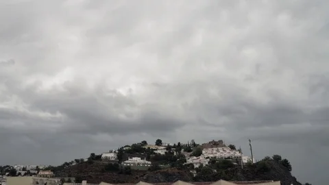Rain clouds flying over the hill. Timelapse Stock Footage 81308466