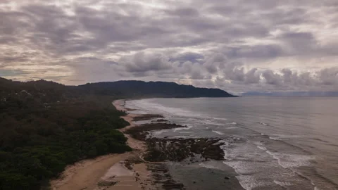 Rain Clouds Form Above Santa Teresa, Costa Rica Aerial Time Lapse Stock Footage 147102525