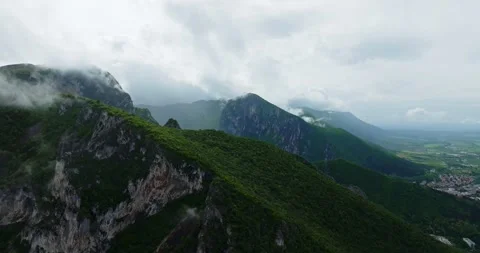 Rain Clouds Forming Over Tropical Mountain Range Overlooking Small Cozy High Stock Footage 300442391