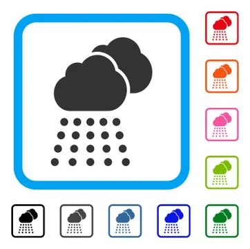 Rain Clouds Framed Icon Stock Illustration