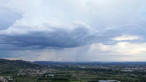 Rain clouds with heavy rain timelaps - Valence, France Stock Footage 231256584