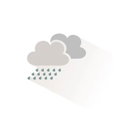 Rain clouds icon with shadow. Flat vector illustration Stock Illustration