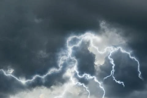 Rain clouds with lightening Stock Photos