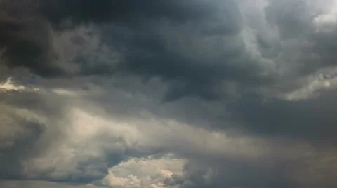 Rain clouds moving fast over grey sky, time lapse. Stock Footage 48248772