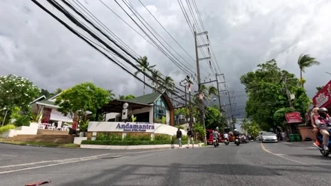 Rain Clouds Over Busy Phuket Street With Local Traffic Stock Footage 320045439