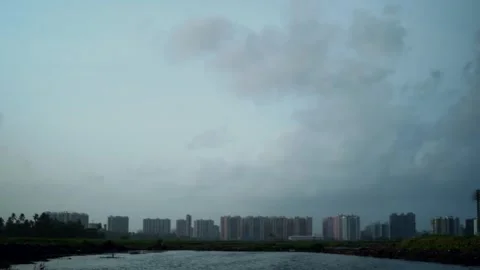 Rain Clouds Over Indian City During Monsoon Season Stock Footage 339928545