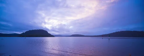 Rain clouds over islands in a river inlet Australia CINEMASCOPE PAL 202GYST Stock Footage 27658575