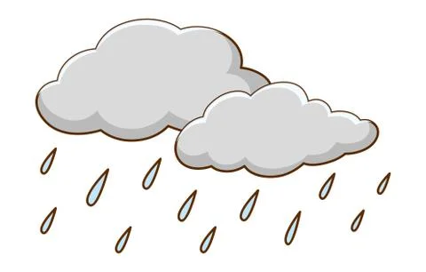 Rain clouds with rainfall on white background Stock Illustration