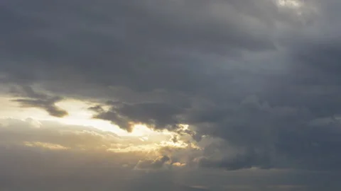 Rain Clouds In The Sky At Sunset, Time Lapse Stock Footage 150448973