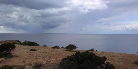 Rain clouds on Spanish Mediterranean Stock Footage 98383608