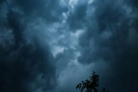Rain clouds thunderbolt storm Stock Photos