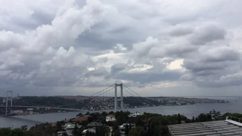 Rain clouds timelapse over bosphorus bridge Stock Footage 220643760