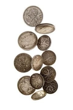The rain of coins. Stock Photos