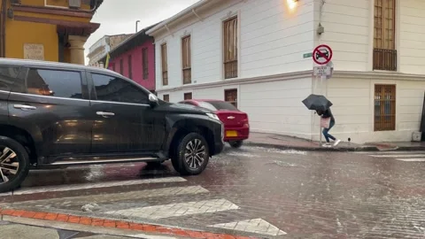 Rain in the colonial district candelaria Stock Footage 239417661