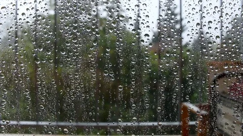 Rain coming down from the window Stock Footage 118711367