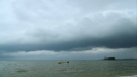 Rain is coming over the sea. Stock Footage 137882709