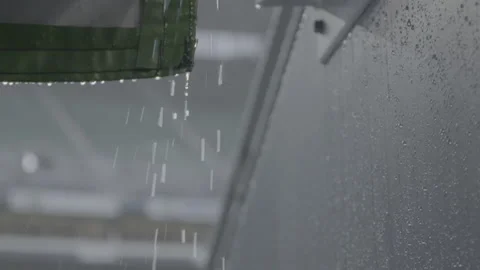 Rain Coming Through around Tarp Cover Stock Footage 154005293