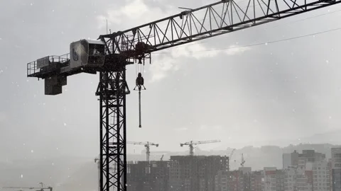 Rain at a construction site Stock Footage 244200984