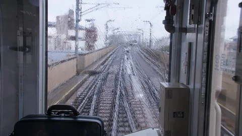 Rain Covers Window on Kintetsu Line - Kyoto, Japan Stock Footage 121183238