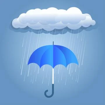 Rain dark clouds with umbrella Stock Illustration