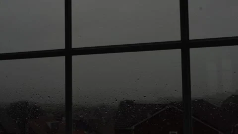Rain day, rain on window, moody ambience Stock Footage 215268421