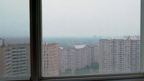 Rain Day thru' Kitchen Window. Stock Footage 75864570