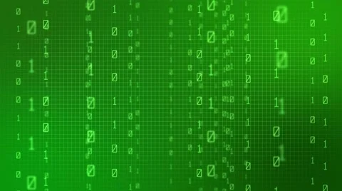 Rain of Digits Matrix like Code Grid made up of Binaries Green Stock Footage 64761475