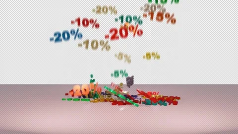 Rain of discounts (transparent background) Stock Footage 239817732