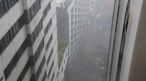 Rain downtown city Stock Footage 50980754