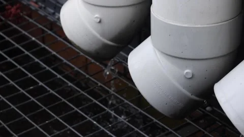 Rain drain pipe gutter  Stock Footage 171909672