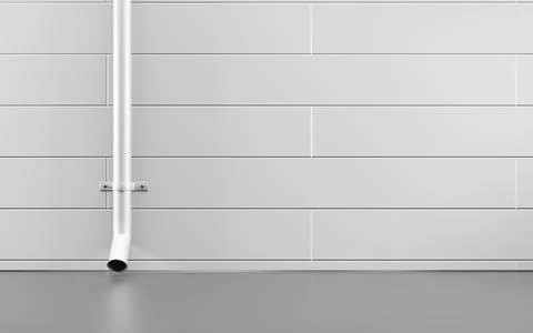 Rain drain pipe on wall, front view. Water drainage system, gutter. Realistic Illustrazione stock