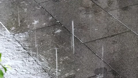 Rain that drenched the cobbled streets Stock Footage 233237581