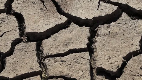 Rain is dripping down on a very dry soil Stock Footage 95423866