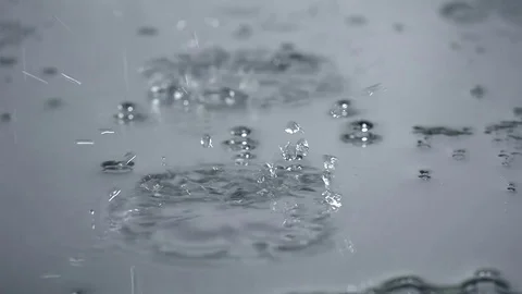 Rain dripping on a mirror with big splashes of water in slow motion Stock Footage 76909719