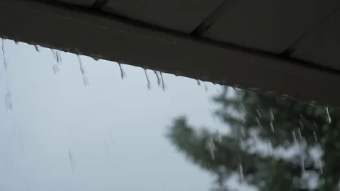 Rain dripping off Rain gutter w:oAudio Stock Footage 76720096