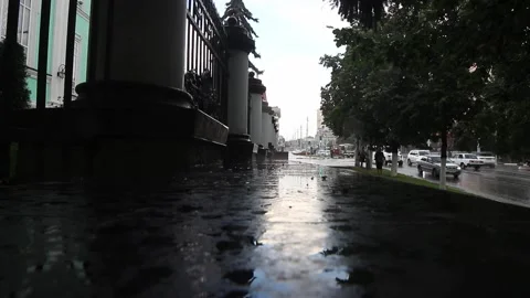  The rain is dripping on the sidewalk Stock Footage 158012211