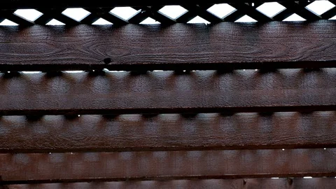Rain dripping from trellis during storm Stock Footage 93943613