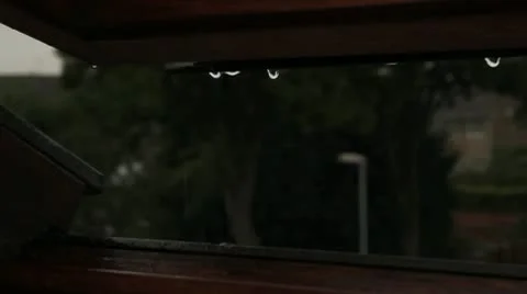 Rain Dripping on Window Frame HD File Stock Footage 10682384