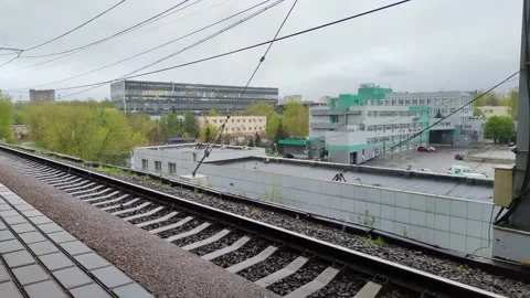 Rain drips on the railway platform Stock Footage 196252608