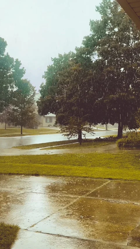 Rain on a driveway Stock Footage 279519658
