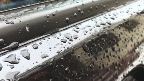Rain drop on the car Stock Footage 162940494