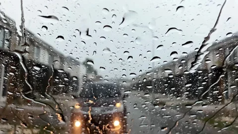 Rain drop on a car windshield. Stock Footage 303805069