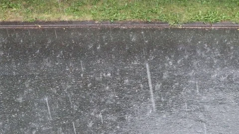 Rain drop down on street in rainy day Stock Footage 111624435