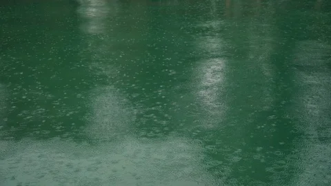 Rain drop falling on blue pond and have ripple shape on surface. Abstract 스톡 동영상 116781572