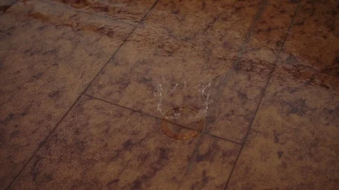 Rain drop falling to the floor in slow motion Video stock 92108173