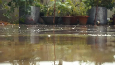 RAIN DROP FALLING ON THE ROOFTOP Stock Footage 136251238